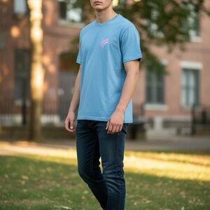 Scotch & Soda Light Blue Tee with Pink Logo